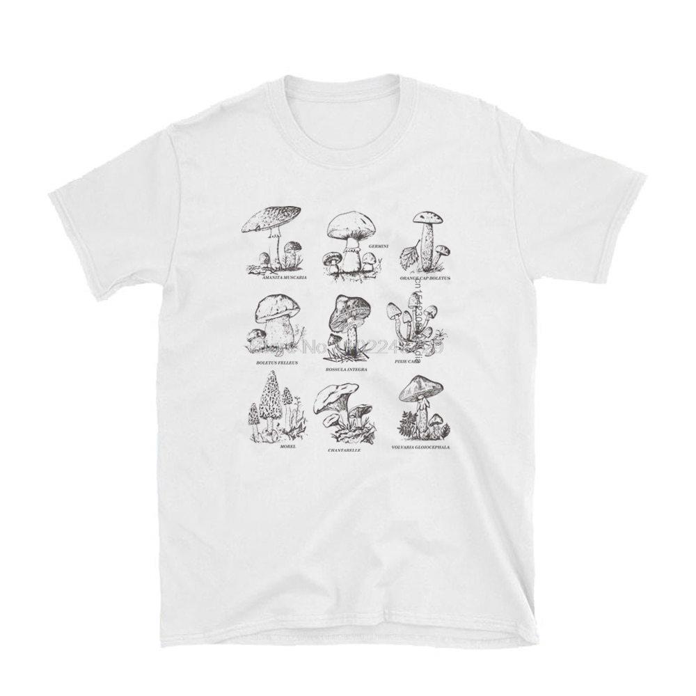 Vintage Fashion Mushroom Print Oversized T Shirt Egirl Grunge Aesthetic Streetwear Graphic Tees Women Tshirt Cute Tops