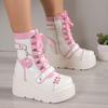Fashion Platform Women's Boots Cute Heart-shaped Locomotive Boot Halloween Cosplay Thick Sole Punk Style Women Boots Botas Mujer