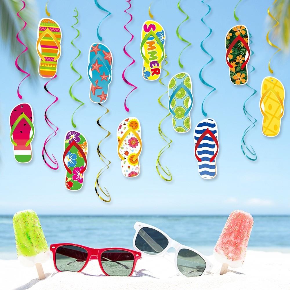 Hawaii Party Summer Decorations Spiral Flip Flops Hanging Decoration Beach For