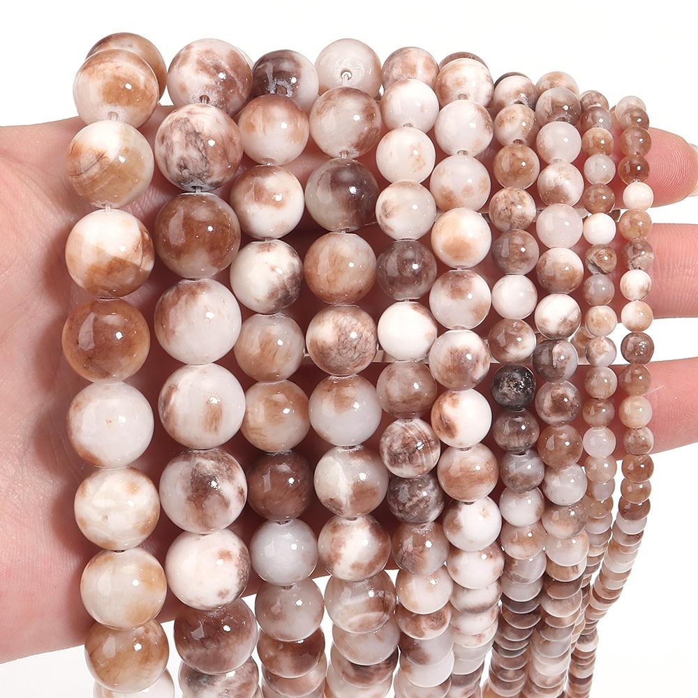 4/6/8/10/12mm Natural Stone Coffee White Persian Jade Beads Round Loose Beads For Jewelry Making DIY Bracelets Necklace Findings