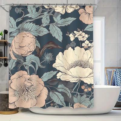 Large Floral Shower Curtain Waterproof Bathroom Decor Elegant Romantic Home Accessories Custom Size Options Available