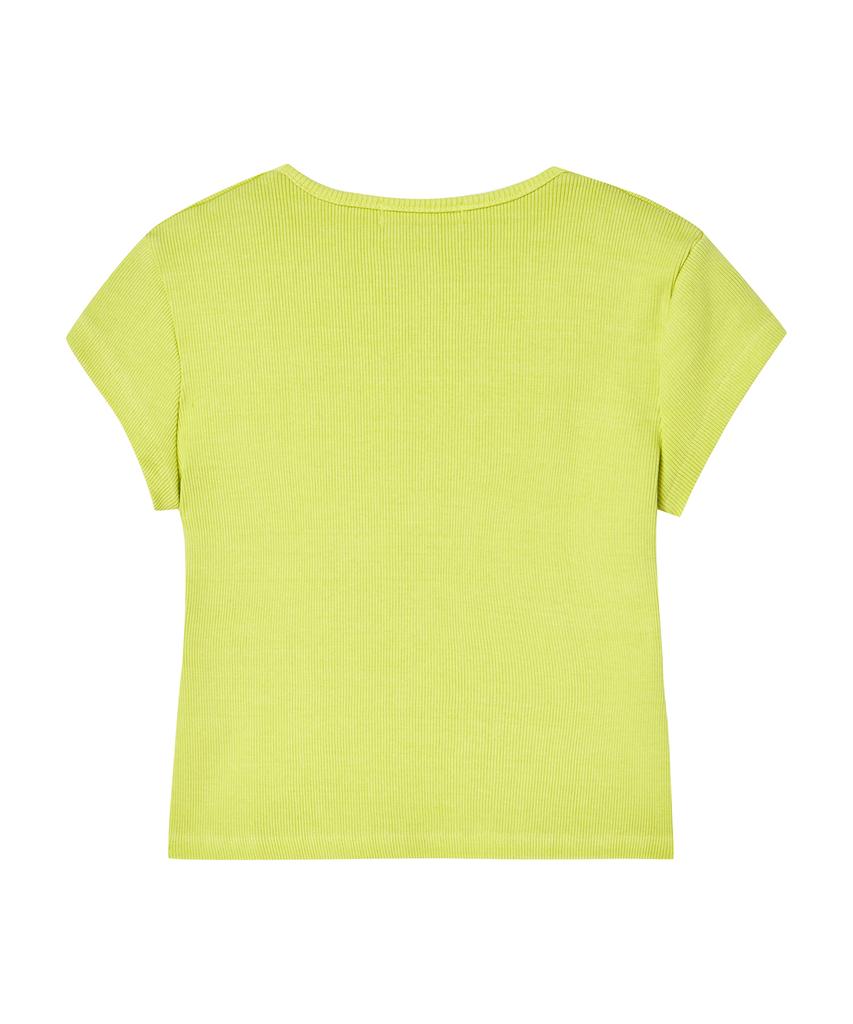 AWESOME STUDIO Pigment Square Neck T-Shirt Yellow Green