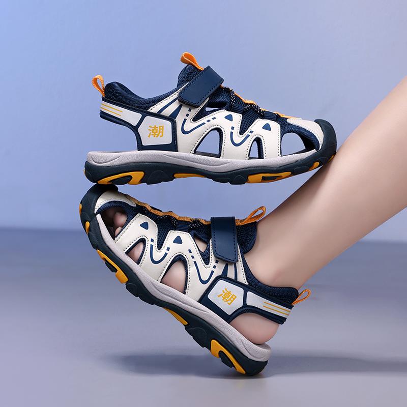 Chłopięce sandały sportowe plażowe z zamkniętymi palcami i obrotowym guzikiem dla chłopców Sandały sportowe dla dziewcząt Sandały dziecięce