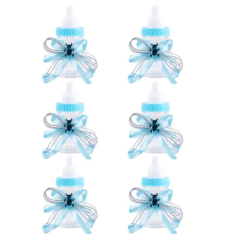 6/12pcs Blue Pink Baby Shower Gift Box Bottle Boy Girl Birthday Party Favors Gift Favorite Baptism Christening Candy Boxes