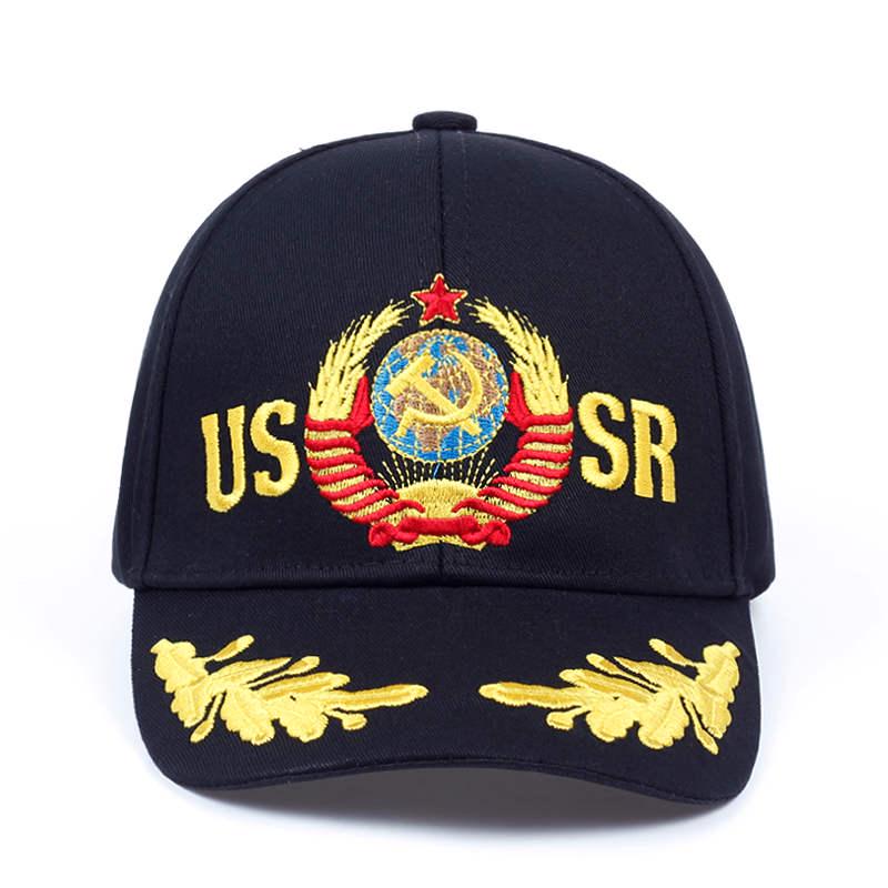 CCCP USSR National Emblem Style Baseball Cap Unisex Black Red Cotton Snapback Cap with Embroidery High Quality Hats Garros