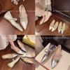Fashion Pointed Toe French Rhinestone One Character Temperament Single Shallow Mouth Summer New Fashion Mary Jane Shoes