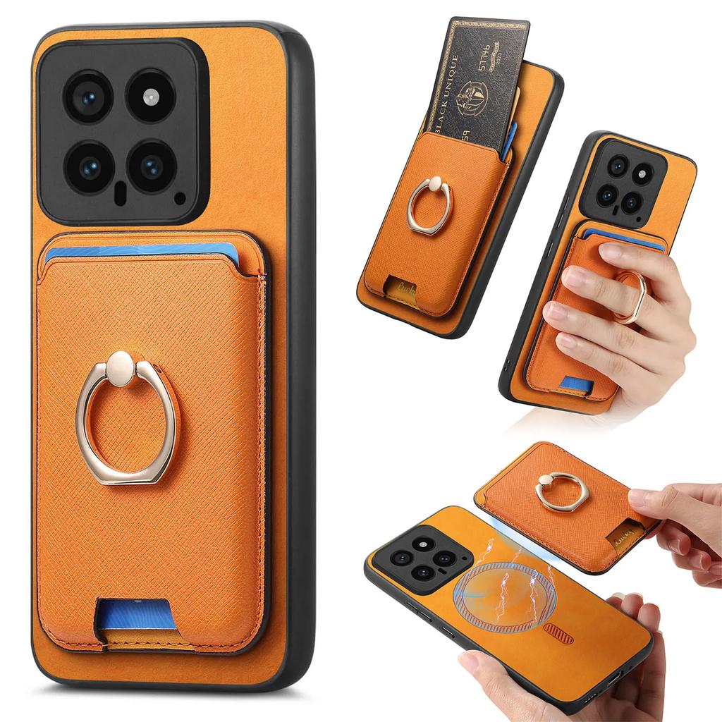 2 In 1 Vertical Card Solt Magnetic Ring Holder Wallet Case For Redmi Note 13 Pro Plus 12 11 13T POCO X6 14 Ultra Bag Stand Cover