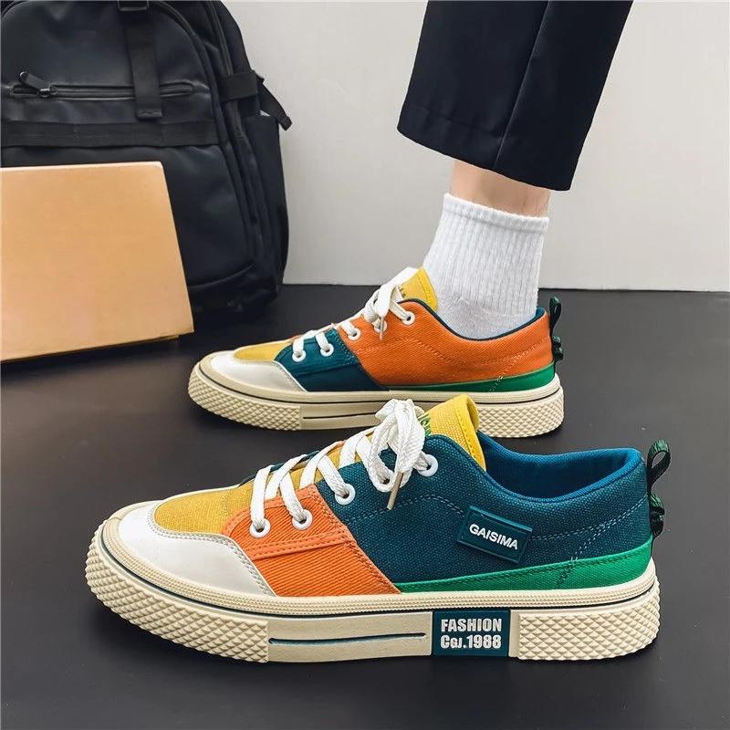 Office Round Toe Male Shoe Lace-up Splicing Colour Footwear Offer Deals Sneakers In Promotion Common Leisure Men's Casual Shoes