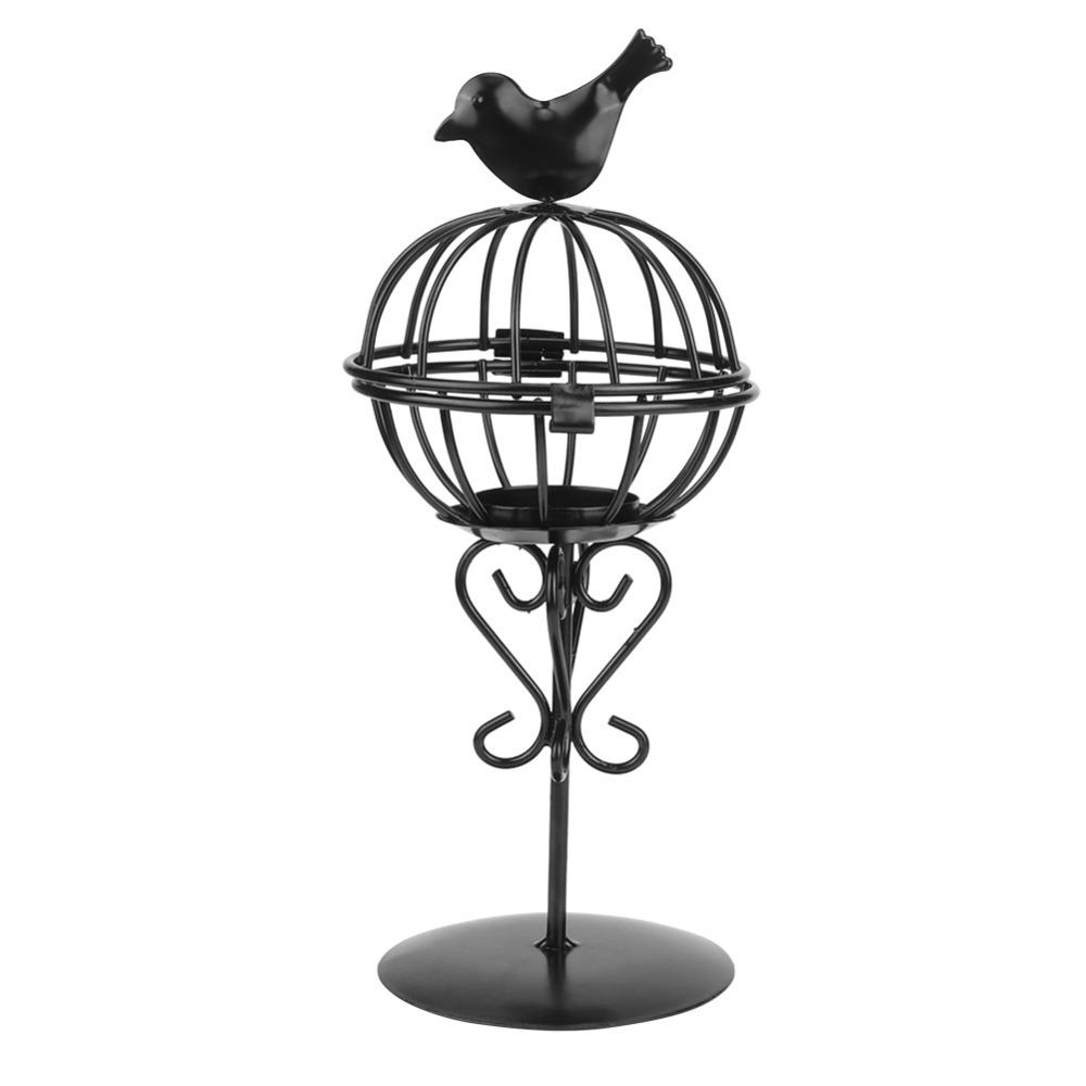 Iron Birdcage Iron Candle Holder 9.1 x 3.9 in Black White Hollow Decor Candlestick Birdcage Tabletop Bird Ornament Lamp чёрный