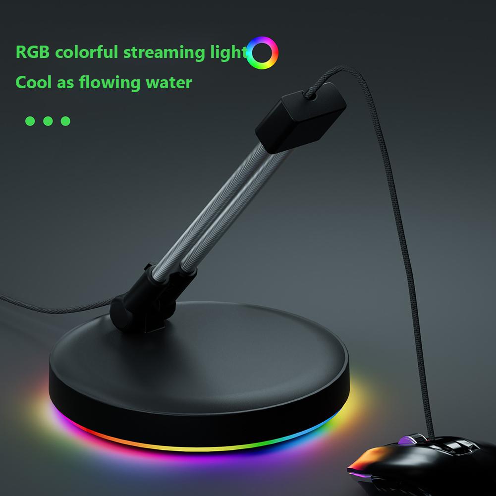RGB Gaming Mouse Cable Holder Anti-Slip Feet Mouse Cord Management with Type-C Cable Mouse Bungee Anti-winding for PC Gaming