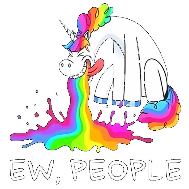 Unicorn T Shirt Black Rainbow Unicorn Vomiting Graphic Ew People Print Casual Summer Top Women Fashion Trendy Tee For Daily Wear Party Outing