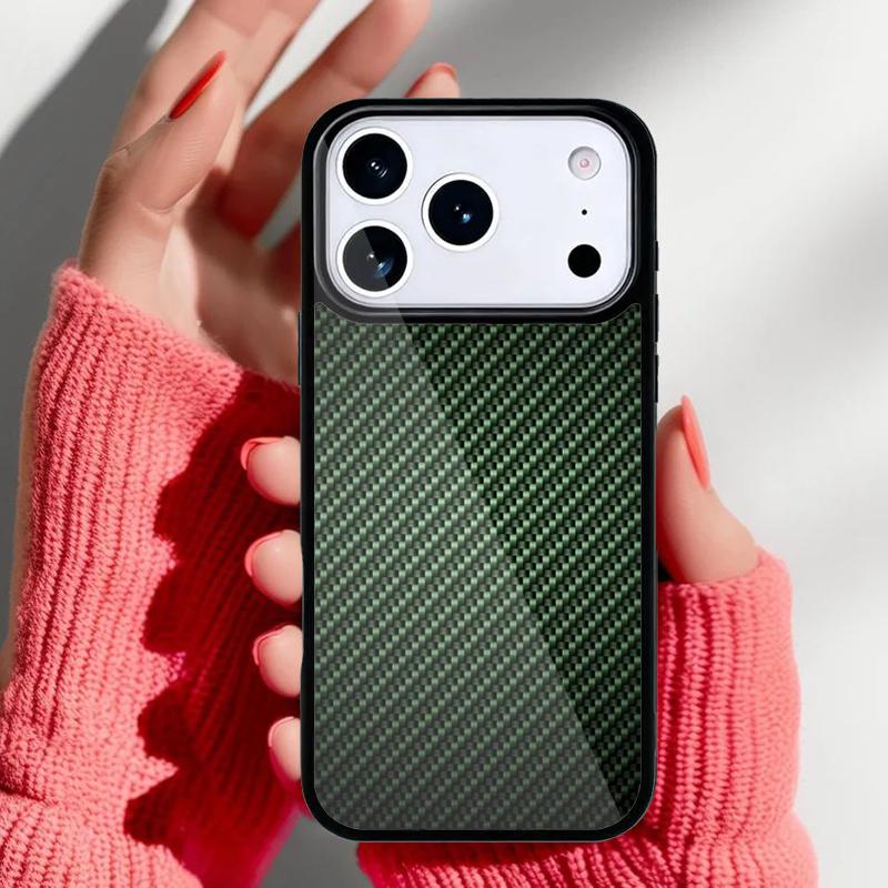 Carbon Fibre Effect Pattern Phone Case for iPhone 17 16 15 14 13 Pro Max Back Cover for 12 11 Pro Coque