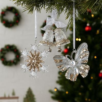 Christmas Tree Decorations Acrylic Shinny Snowflower Christmas Hanging Ornaments Navidad New Year Crystal Xmas Tree Decorations