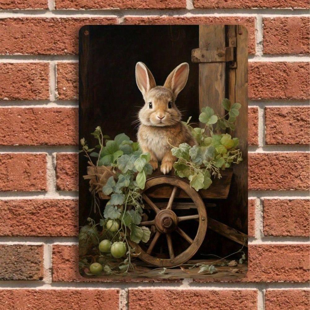 

Vintage Easter Rabbit Metal Wall Art, Rustic Decor for Living Room