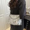 Pearls Chain Drawstring Shoulder Bag Butterfly Decor Girls Crossbody Bag  Women