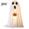 Indoor Window Ornaments Creepy Cute Decoration White Light-Up Halloween Ghost with Pumpkin Holiday Figurines Standing Tabletop for Home Party