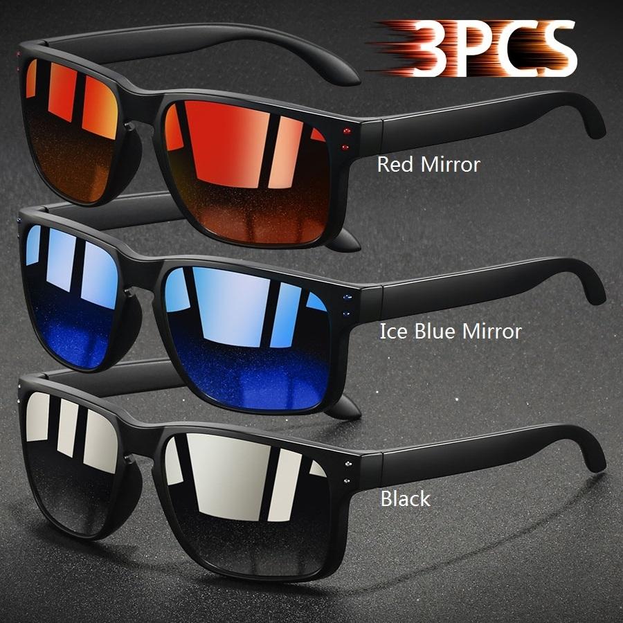 3 PCS Stylish Retro Square Sunglasses Male Female Fishing Driving Man Luxury Brand Design Sun Eyeglasses Anti-Glare Eyewear UV400