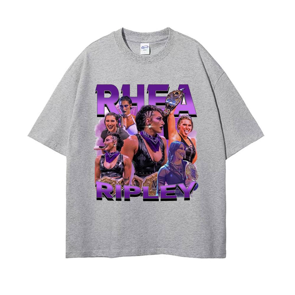Rhea Ripley Action Figure 90s Vintage Graphic T Shirt Men Womens Oversized Hip Hop High Street Hot Sale Casual  Cotton Tshirts