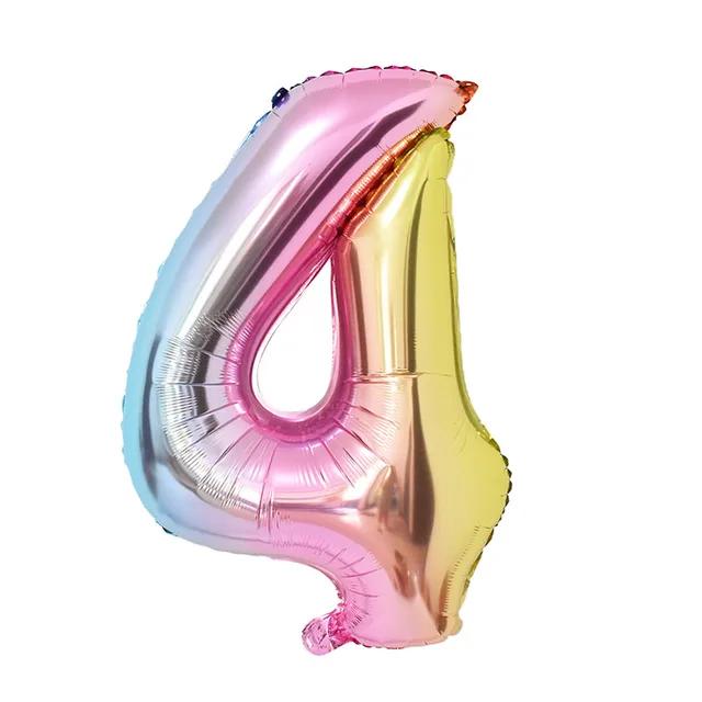 New 1Set Rainbow Unicorn Balloon 32 inch Number Foil Balloons 1st Kids Unicorn Theme Birthday Party Decorations Baby Shower Glob