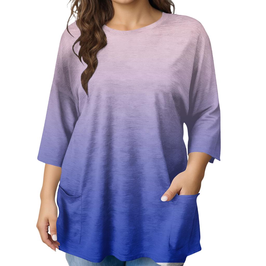 Blusa Estampada de Manga Corta de Moda para Mujer Tallas Grandes para un Look Elegante de Oficina y Casual
