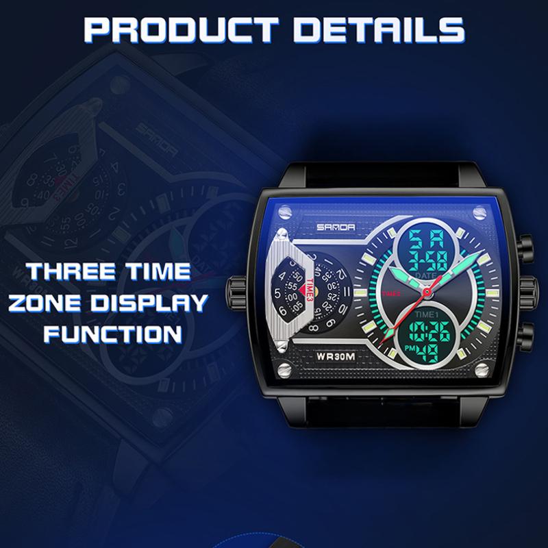 Часы SANDA Модные деловые электронные часы Trend Cool Электронные часы — фото 8