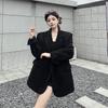 Vintage Women's Black Corduroy Suit Jacket – Winter 2025 Collection, Stylish, High-End, Thick, and Loose Fit.