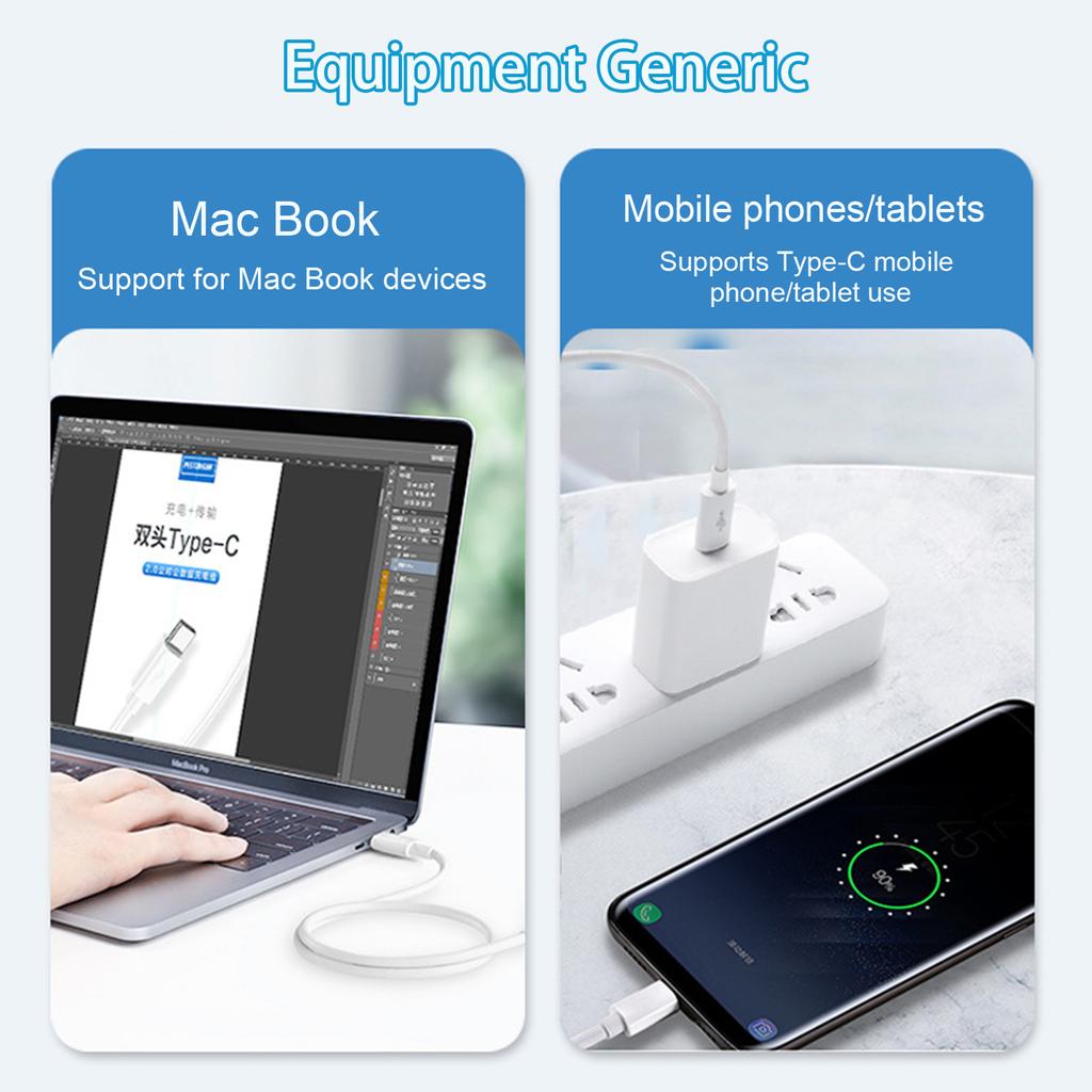 1m/2m Double End Type C Data Line 3A Quick Charging Power Cable Wire Supports Stable Data Transfer for Tablets Phones