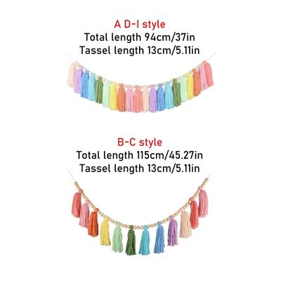 Tassels Garlands Colorful Tassels Banners Decorative Wall Hanging for Home Decoration Wedding Birthday Baby Shower Part