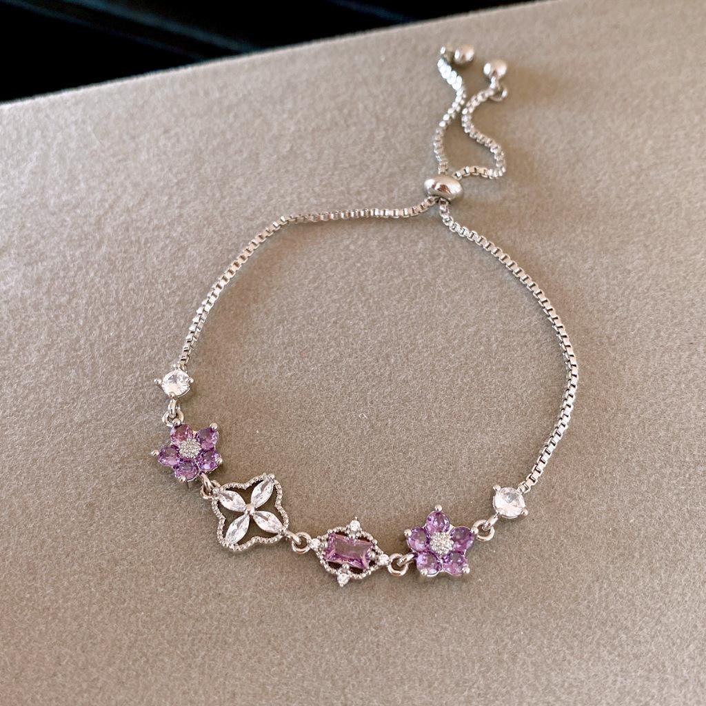 Colorful Zircon Square Buckle Bracelet: Elegant & Sweet Light Luxury Bangle for a High-End Fashion Touch