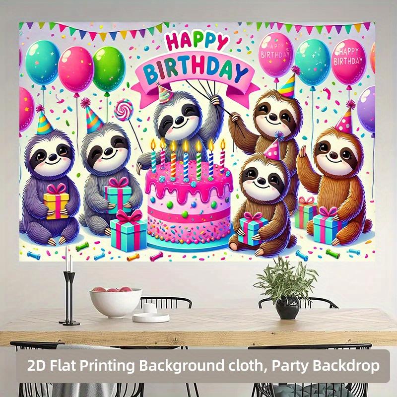 1 piece of 2D flat banner "Llama's Birthday Celebration" polyester photo backdrop party banner for birthday celebration