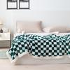 Checkered Milk Velvet Lambswool Double-Layer Sofa Throw Blanket