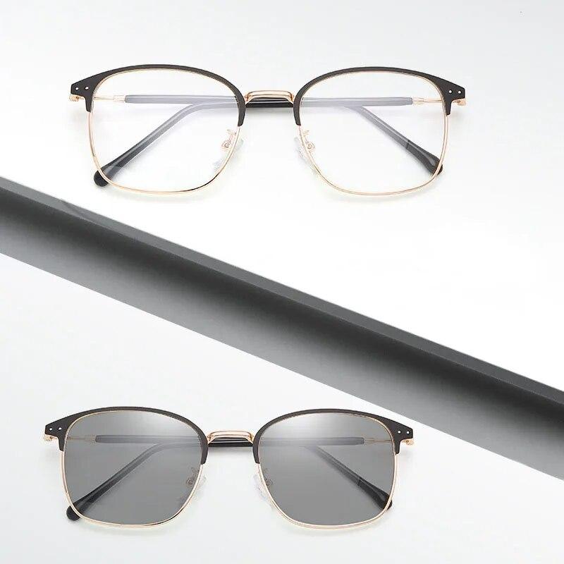 Pochromic Frameless Eyeglasses for Men Fashion Glasses Anti Radiation Eye Sunglasses for Men Korean Glasses Rectangle Compute