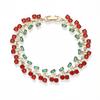 New Design 18k Gold Plated Cherry Charm Chain Link Bracelets Cubic Zirconia Chain Cute Fruit Charm Bracelet for Women