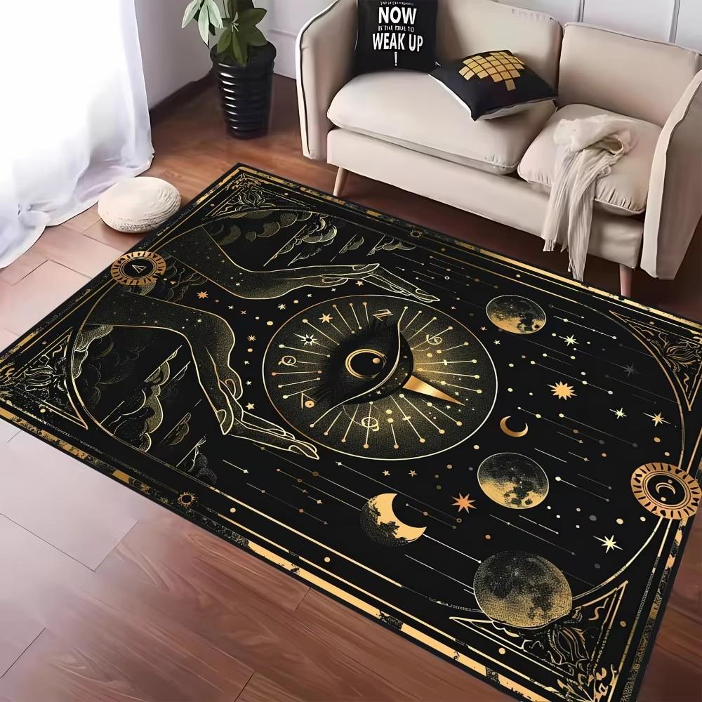 Mystical Tarot Inspired Carpet Featuring Star Moon and Sun Designs Anti-slip Floor Mat for Living Room Bedroom Decor Doormat