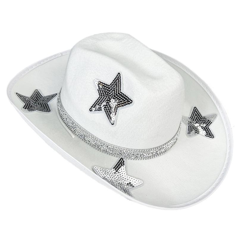 

Masquerades Party Hat for Women Bridal Shower Hat Sequined Fivepointed Star Hat Wedding Accessories Theme Party Headwear білий