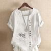 Women's Fashion Cat Letters Prined Short Sleeve T-shirt Loose Cotton Shirt Casual Loose Summer Blouse Tops Plus Size