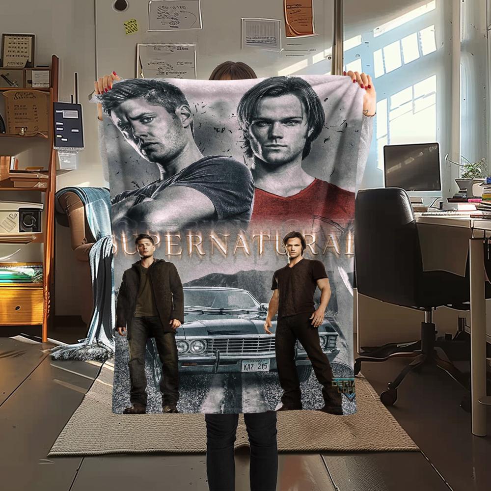 1Pc Supernatural Brothers Print Flannel Blanket, High quality Comfortable for All Seasons, Home Decor, Warmth and Comfort, Perfect for Christmas Gifts