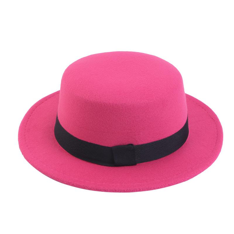 British Style Imitation Woolen Flat Top Top Hat Retro Felt Jazz Hat Versatile Clothing Hat LM-
