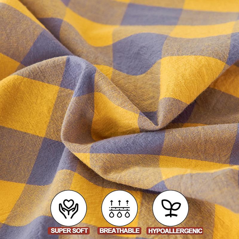 100% Cotton Luxury Bedding Set – Premium Duvet Cover + 2 Pillowcases, Classic Plaid Style, Soft & Breathable Comforter Cover Set