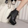 Kurze Stiefel für Damen mit hohen Absätzen, Herbst und Winter, im europäischen und amerikanischen Stil, wasserdichte Plateaustiefel mit dickem Absatz, einfarbig, große römische kurze Stiefel