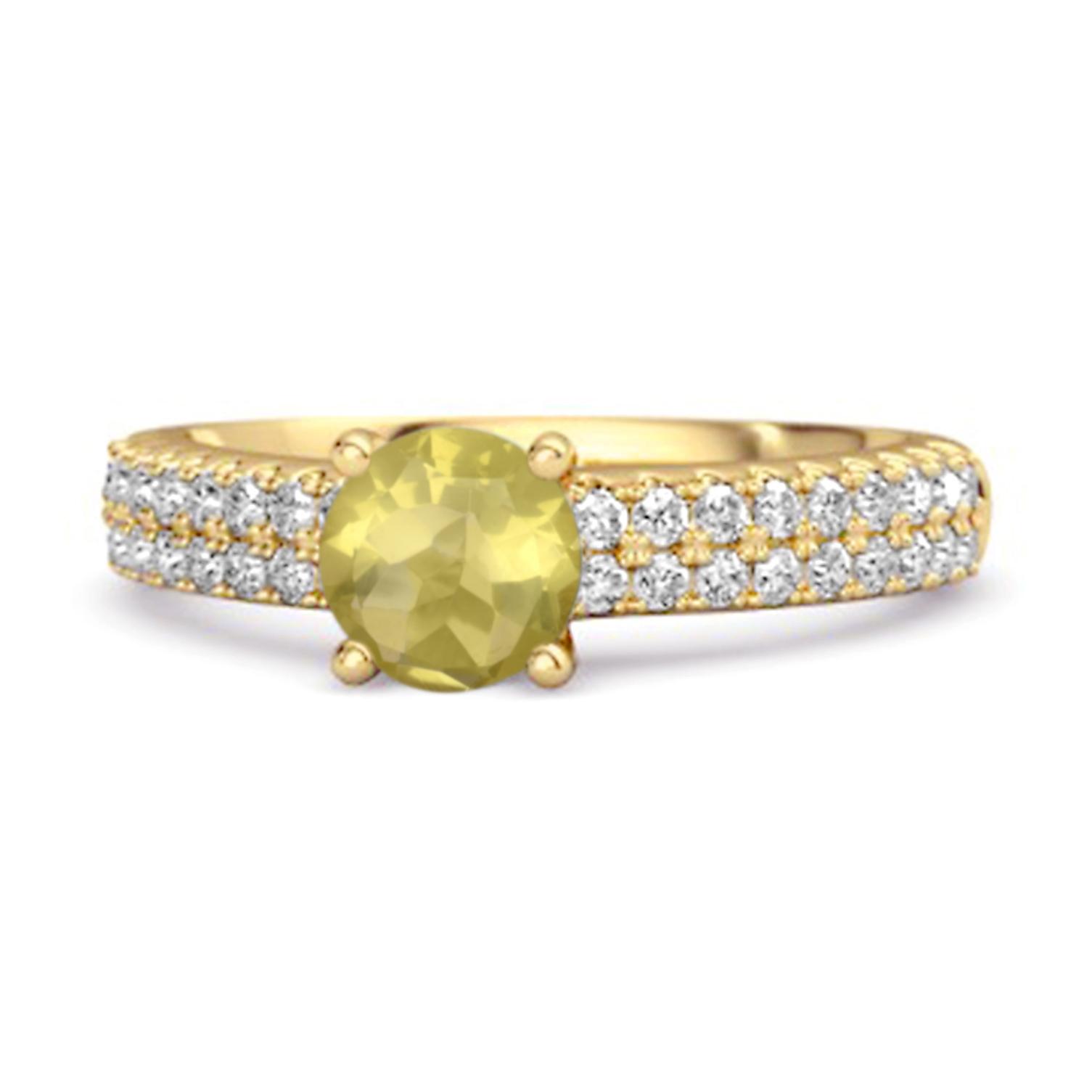 

Lemon Quartz Double Pave Band Ring - 925 Sterling Silver Gold Vermeil 10 золотий/жовтий