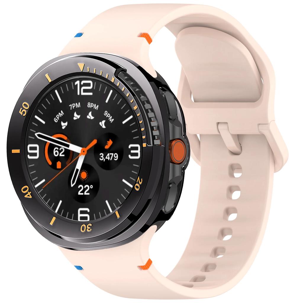 Silicone Band+Protective Case for Samsung Galaxy Watch 8 Classic 46mm Sport Strap Hard PC Bumper No Screen Film Watch Bracelet