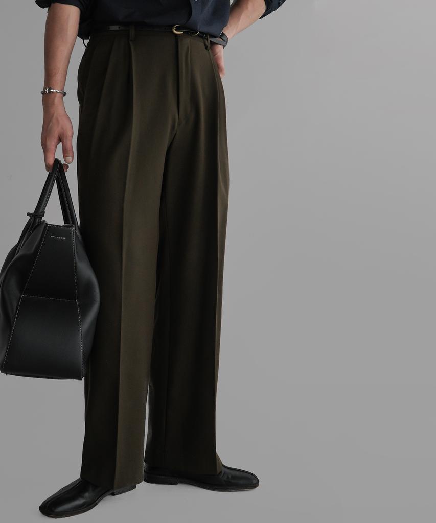 Baulopeulodeogteu Wool Tr Wide Slacks [Khaki]