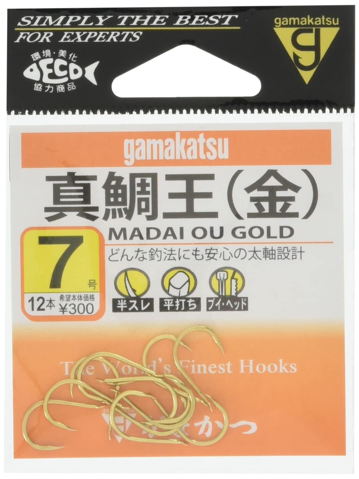Gamakatsu Red Sea Bream King Hook Gold No. 7 Рыболовный крючок Medium