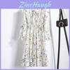 Elegant Floral Chiffon Long Sleeve Casual Vintage Boho Maxi Dress For Women