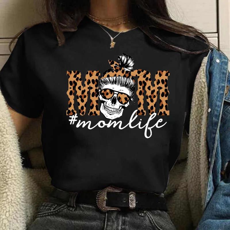 New Wholesale Leopard Print Simple Round Neck Lovely Tshirt Unisex Harajuku Graphic T Shirts Tops