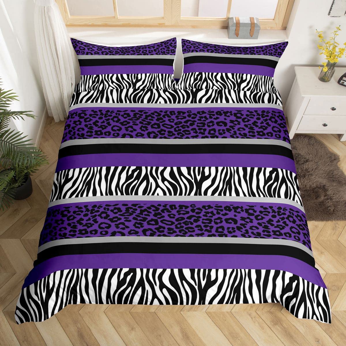 

Black And Purple Duvet Covers For Kids Teens Queen King Lightweight Quilt Cover Abstract Art Bedding Set Bedroom Decor No Quilt EU Single(135x200cm)