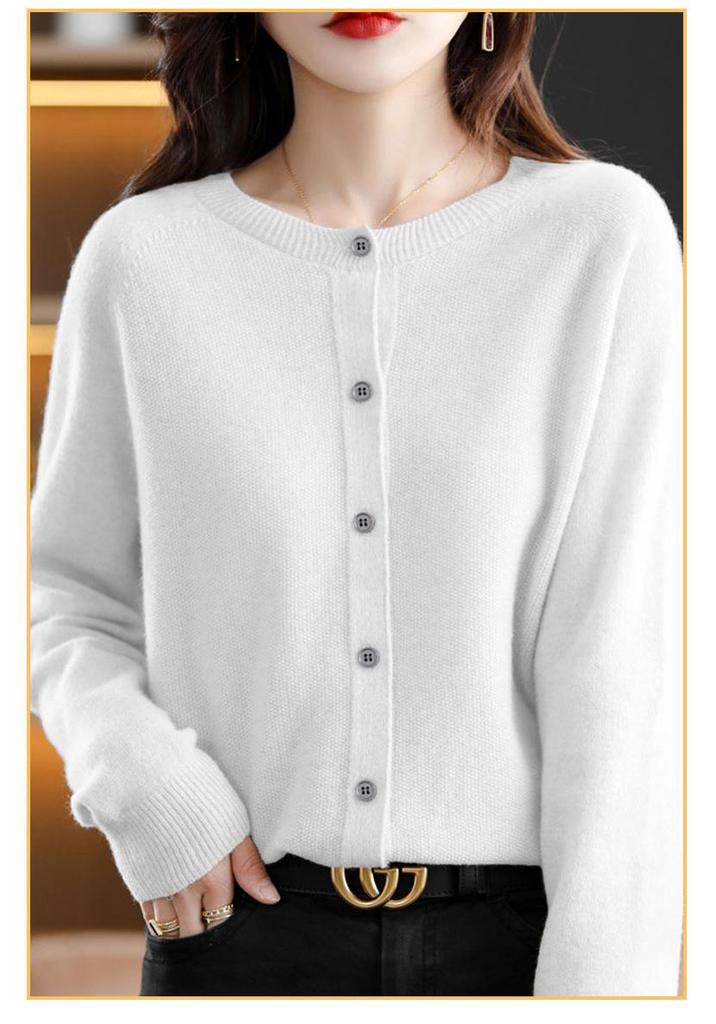 Women's Plus Size Wool Cashmere Cardigan - Cozy Autumn/Winter Knitwear Sweater
