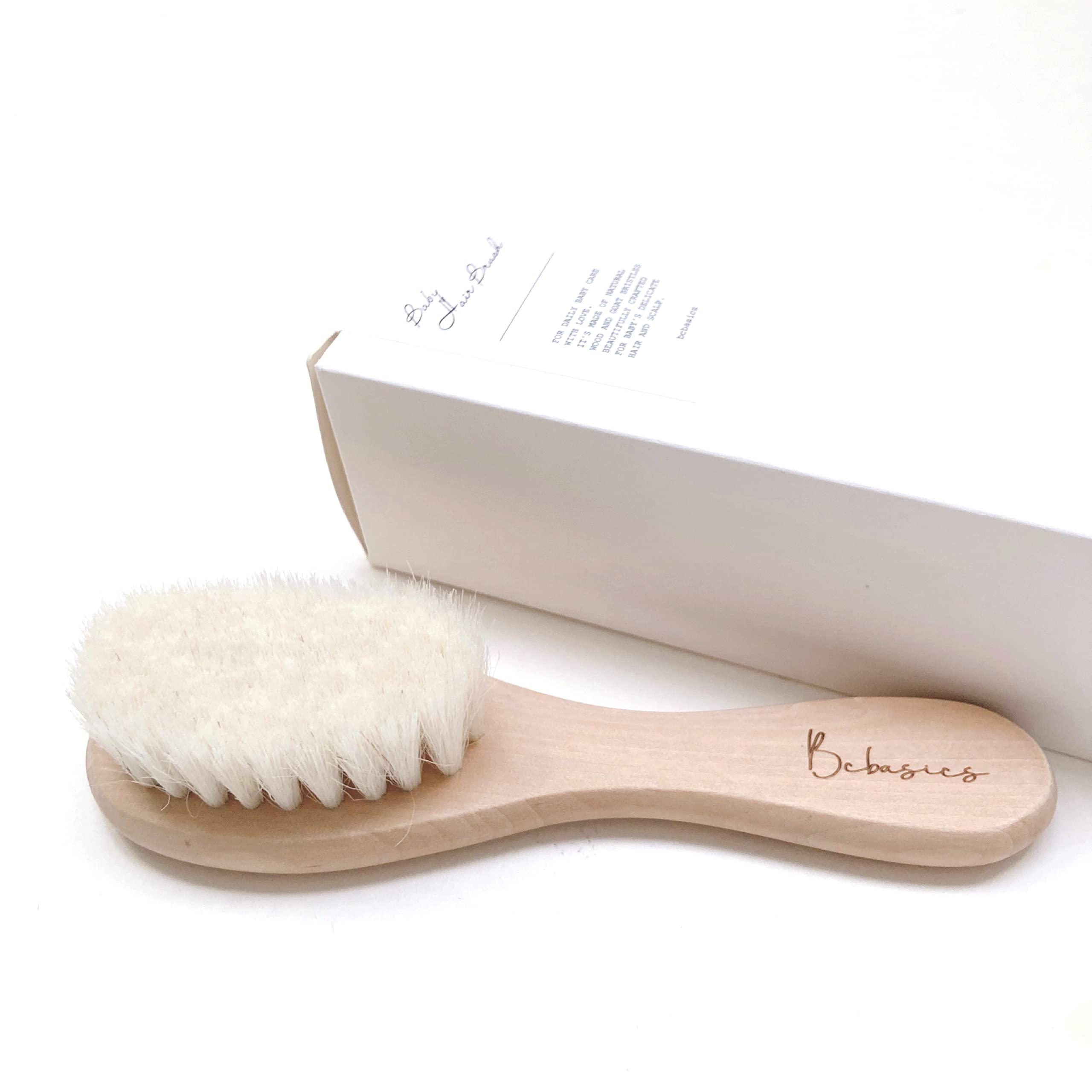 

bcbasics Baby Hair Brush Smooth Goat Wooden Hair Brush for and Infants Stylish Baby Hair Natural Wood (1pc / Boxed) - Hair, Babies, Newborns, - Brush,