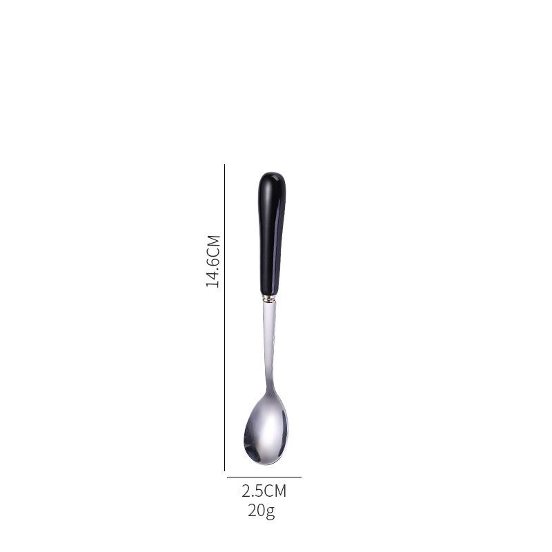 Dessert Espresso Ceramic Handle Stainless Steel Teaspoon Stirrer Coffee Spoons Stirring Tool
